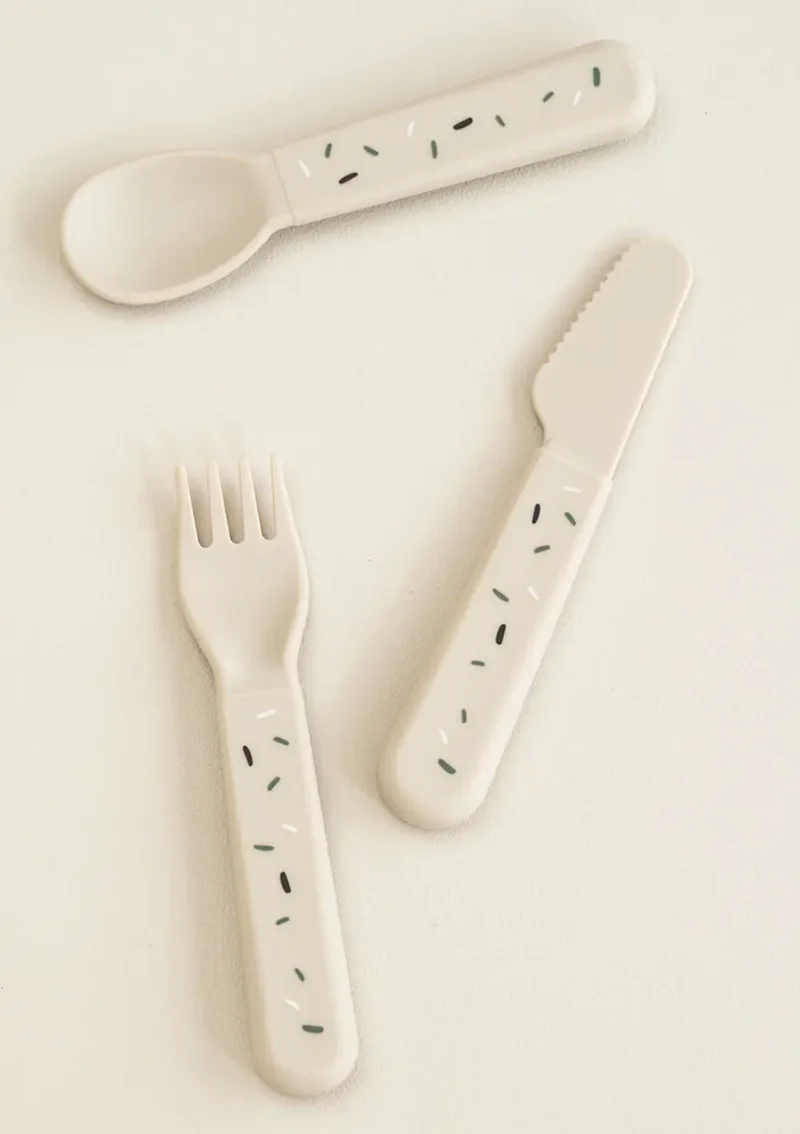 Kinderbesteck-Set 'Foodie' Confetti sand