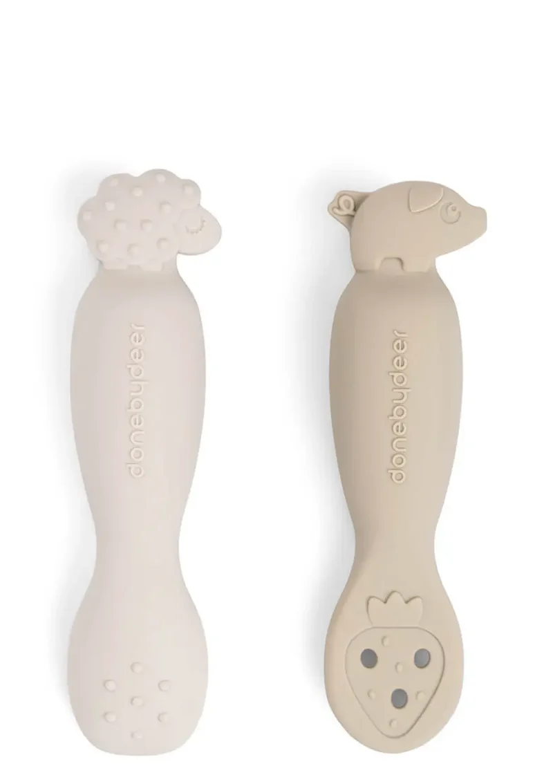 Silikon Babylöffel-Set Tiny farm sand