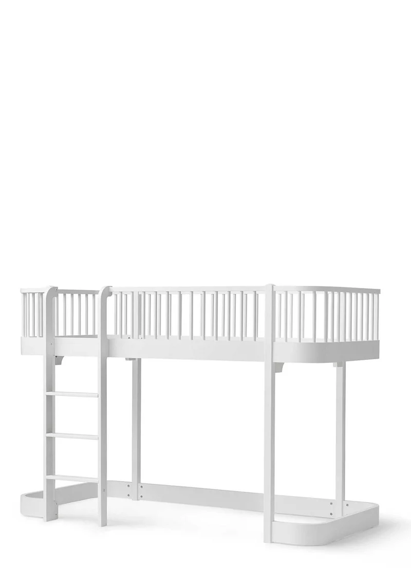 halbhohes Hochbett 'Wood Original' weiß 200 x 90 cm