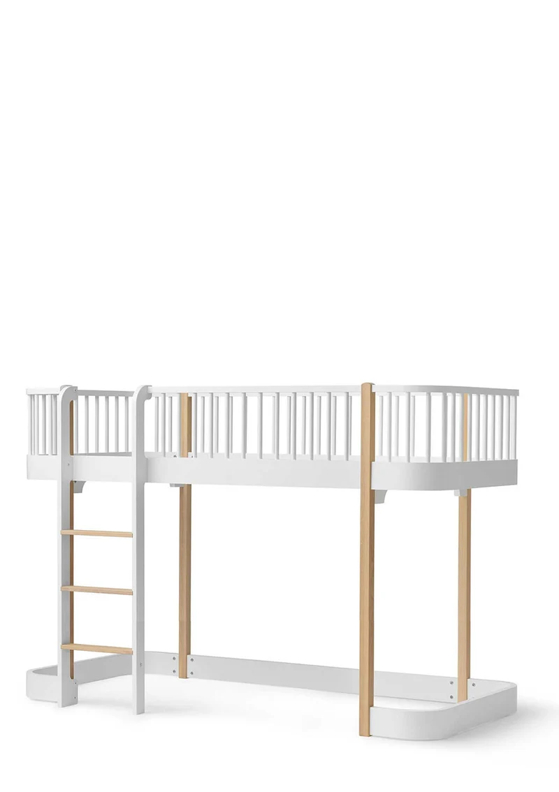 halbhohes Hochbett 'Wood Original' weiß / Eiche 200 x 90 cm