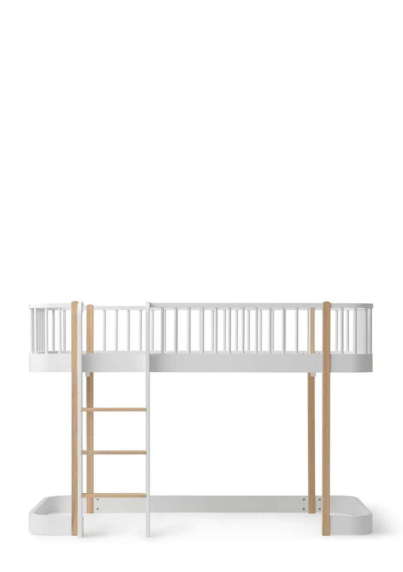 halbhohes Hochbett 'Wood Original' weiß / Eiche 200 x 90 cm