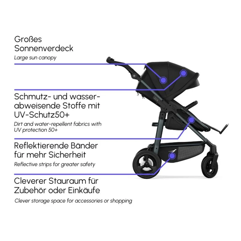 tfk MONO 4 - Kombikinderwagen 2-in-1 mit Luftrad-Set