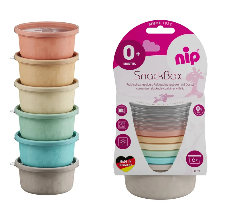 6er Nip Snackbox Pastell mit transparentem Deckel (a 300ml)