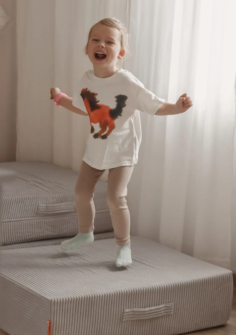 Hüpfpolster Cord Koala Grau