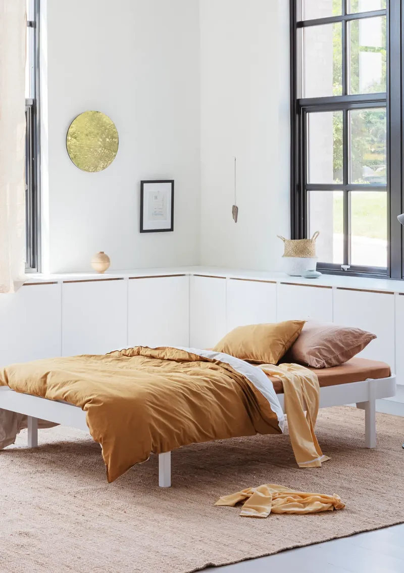 Lounger Bett 'Wood' Weiß 200 x 120 cm