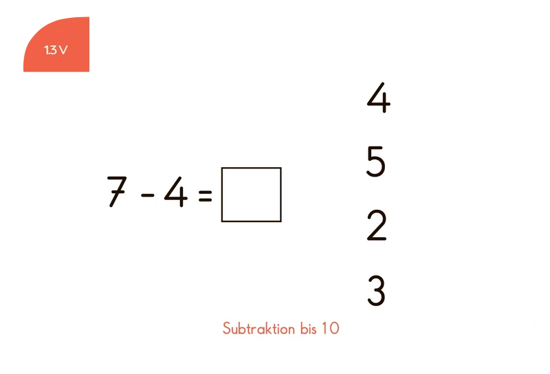 Kartensatz "Subtraktion bis 20" für den Lochkasten (1. Klasse)