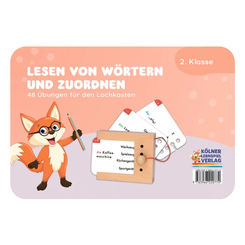 Kartensatz "Lesen von Wörtern und Zuordnen" für den Lochkasten (2. Klasse)