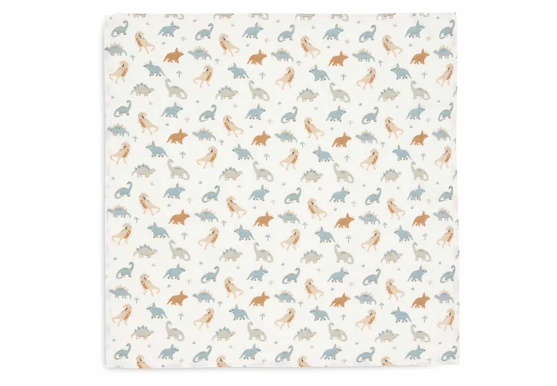 3er Set Musselintücher "Roarsome" mit Dino-Motiv von Jollein, 70x70cm