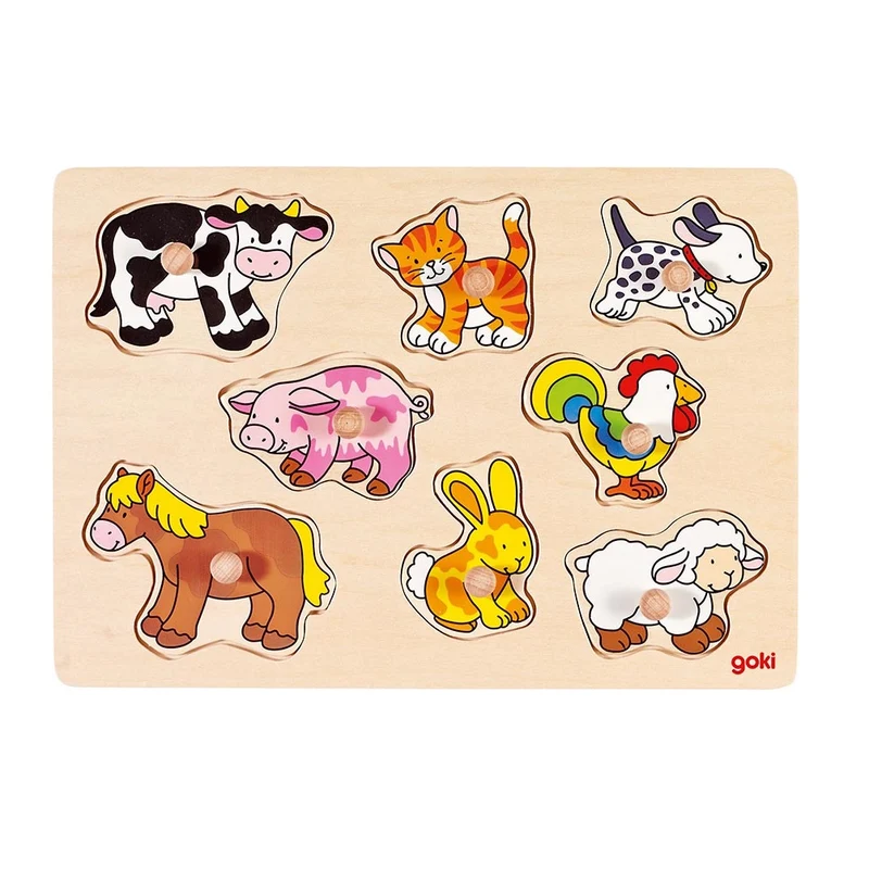 Goki Steckpuzzle Bauernhoftiere 1+