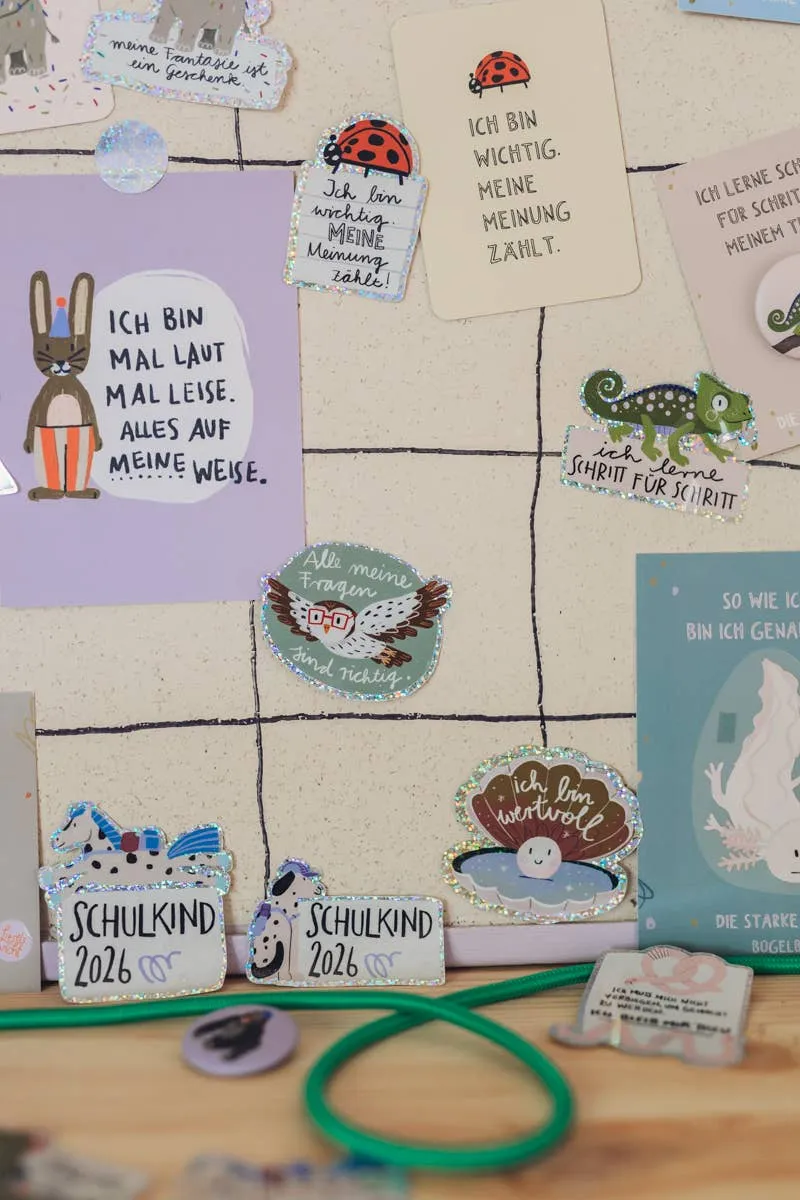 Chamäleon-Glitzersticker "Ich lerne Schritt für Schritt" von Liesels Wicht
