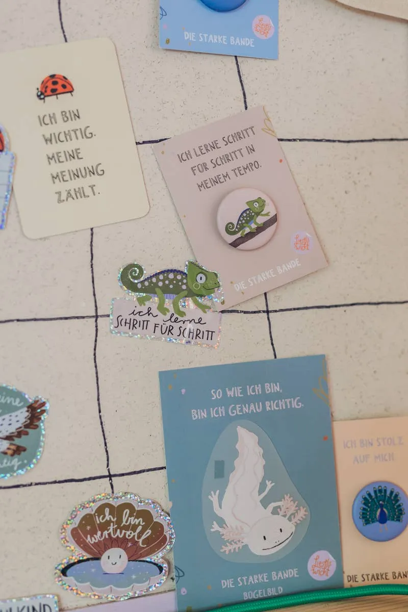 Chamäleon-Glitzersticker "Ich lerne Schritt für Schritt" von Liesels Wicht