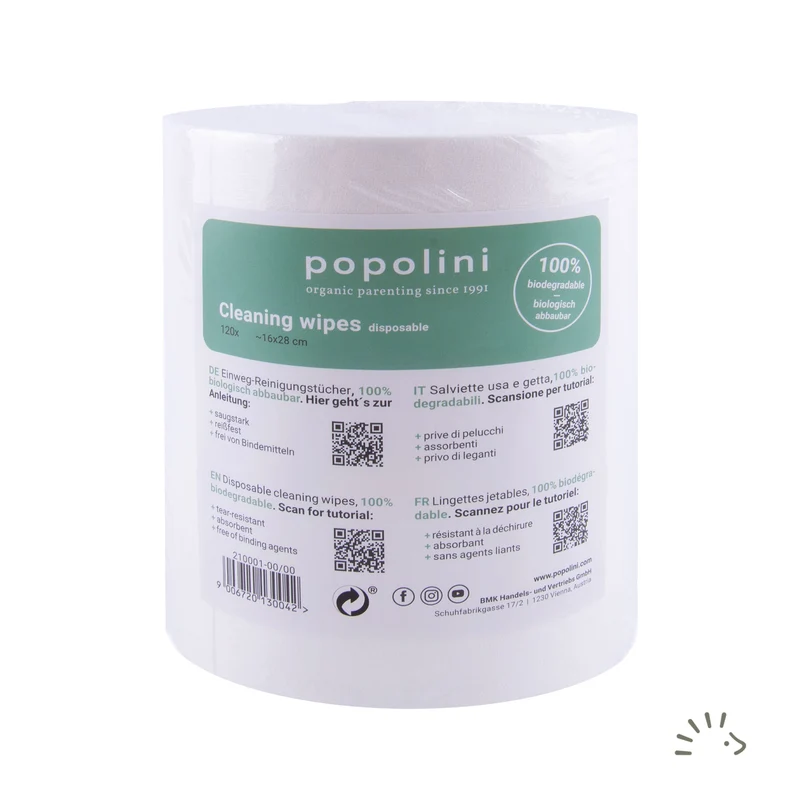 Popolini Cleaning Wipes Einweg Reinigungstücher 120er Rolle