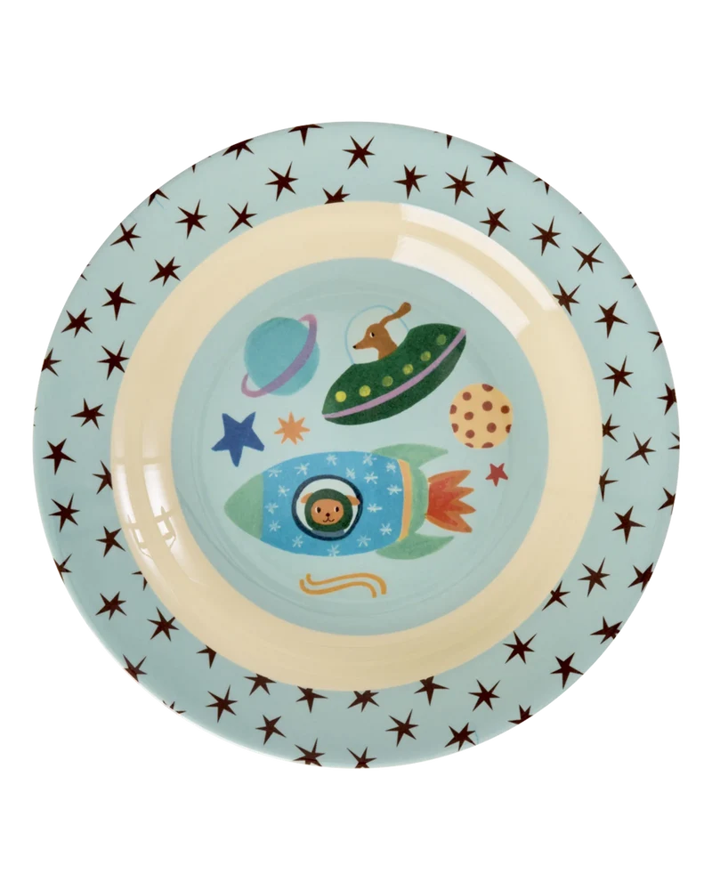 Kinderteller "Dogs in Space" mit Weltall-Motiv von Rice