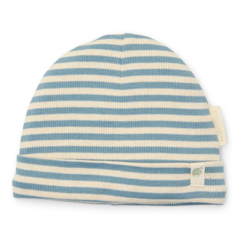 Blau-weiß gestreifte Mütze "Forest Friends" von Little Dutch, 0-6 Monate