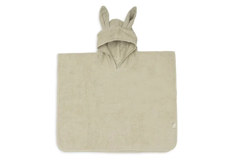 Grüner Badeponcho "Soft Matcha" von Jollein mit Hasenohren für Kinder, 1-4 Jahre