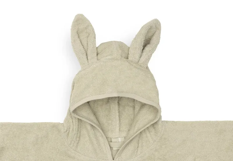 Grüner Badeponcho "Soft Matcha" von Jollein mit Hasenohren für Kinder, 1-4 Jahre