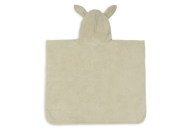 Grüner Badeponcho "Soft Matcha" von Jollein mit Hasenohren für Kinder, 1-4 Jahre
