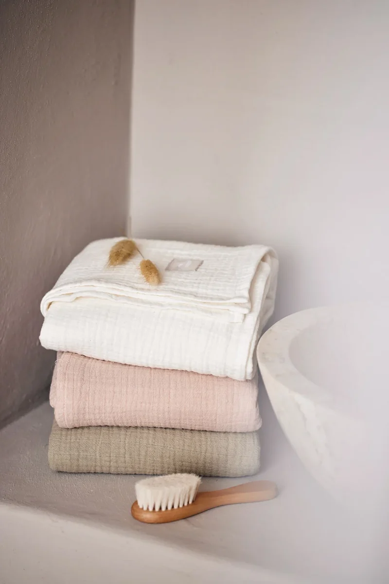 Rosa/beige Spucktücher "Wild Rose/Ivory" von Jollein, 4 Stück
