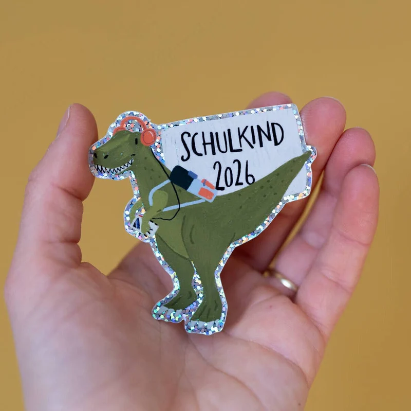 Dinosaurier-Glitzersticker "Schulkind 2026" von Liesels Wicht