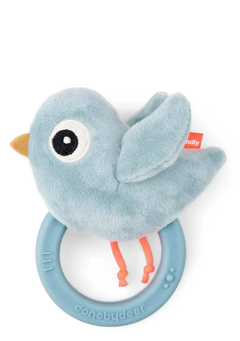 Rassel mit Beißring 'Birdee' blau