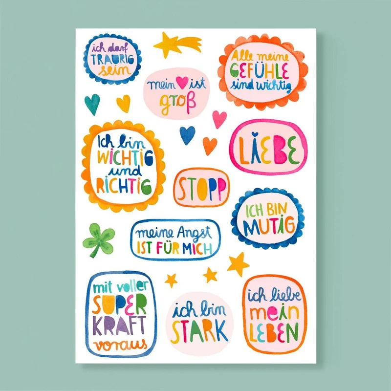 Postkarte mit positiven Affirmationen von Frau Ottilie