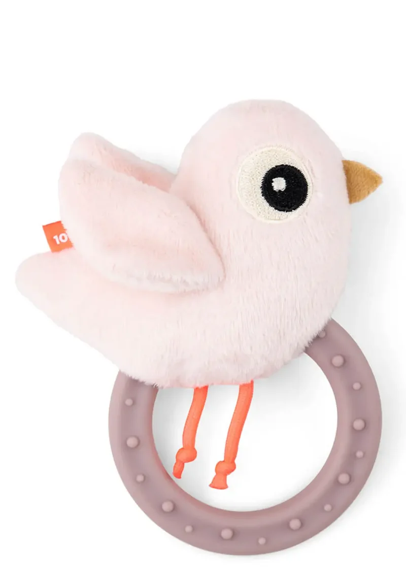 Rassel mit Beißring 'Birdee' rosa