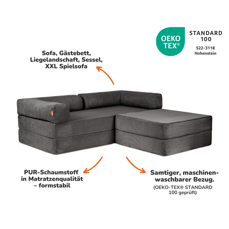 Funzy Family Ecksofa 2-Sitzer - Cord Collection