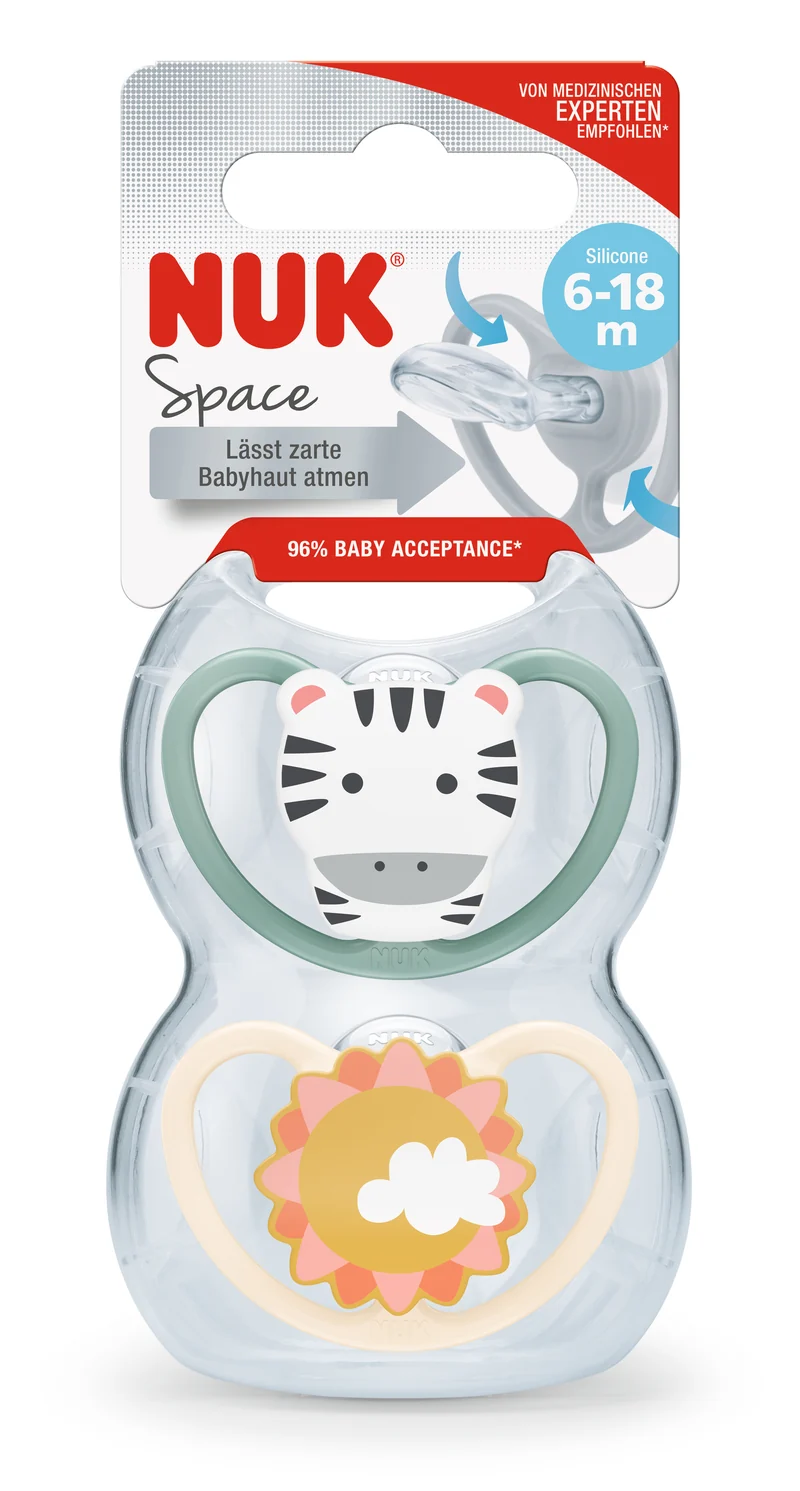 NUK Space Silikon-Schnuller in extra flacher kiefergerechter Form - inkl. Box