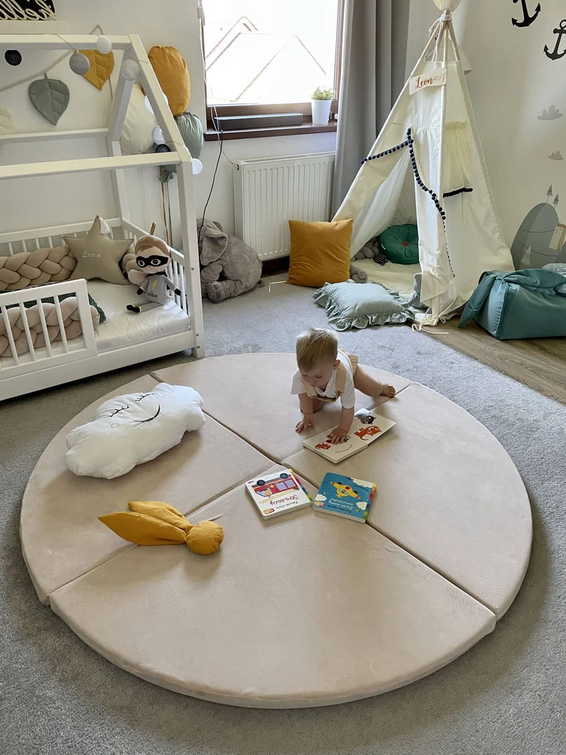 Mimii Bodenmatte Kinder Spielmatte 160cm, rund faltbar