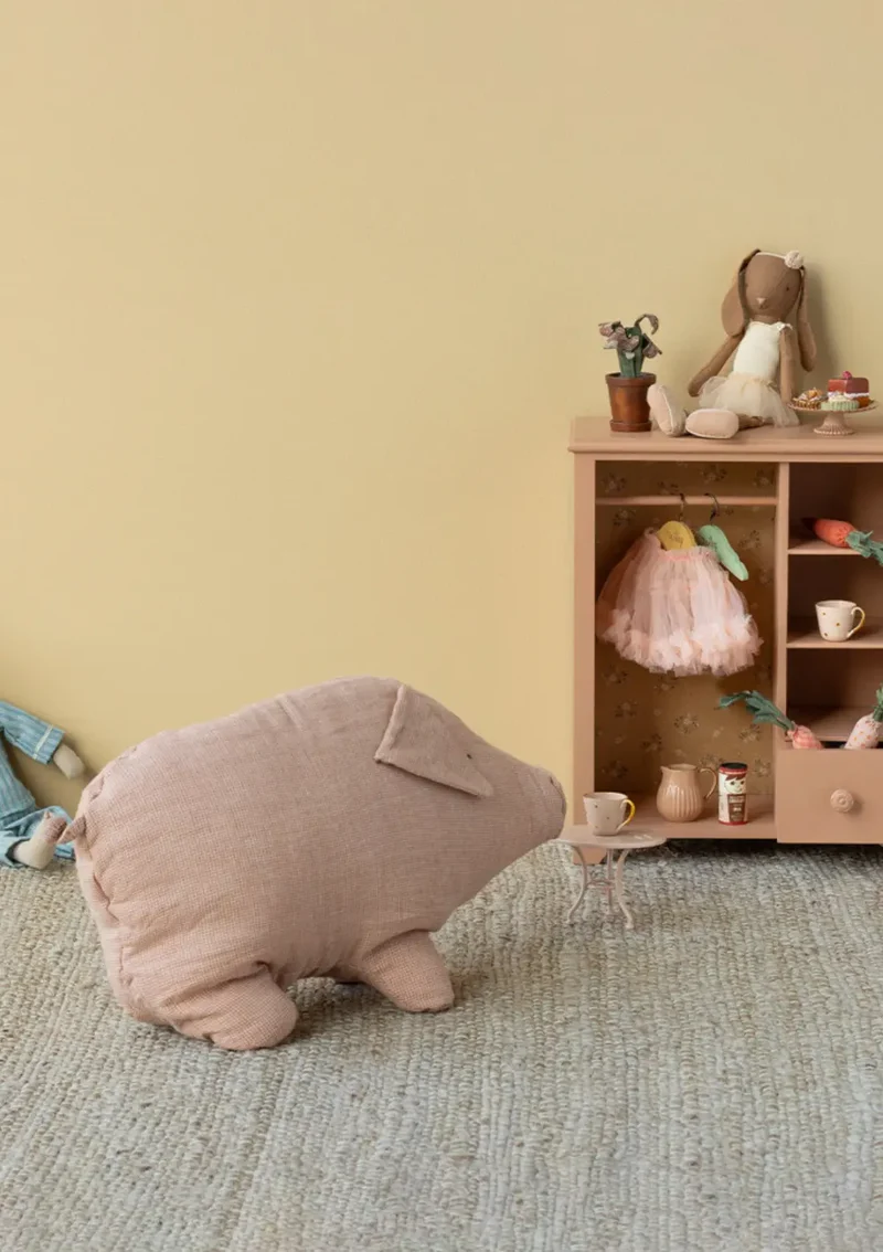 Stofftier 'Polly Pork' rosa-kariert medium
