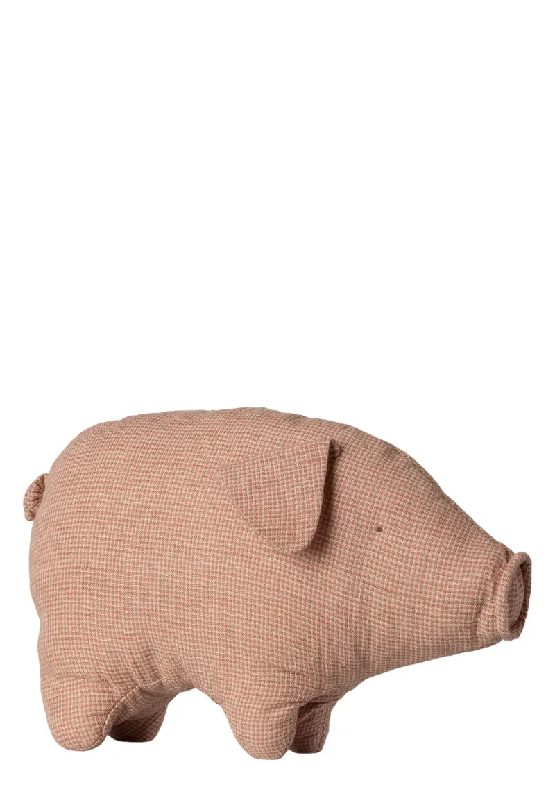 Stofftier 'Polly Pork' rosa-kariert klein