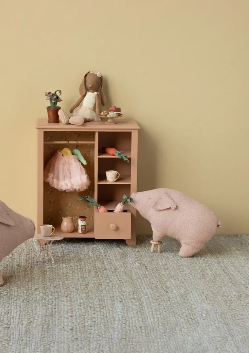 Stofftier 'Polly Pork' rosa-kariert klein