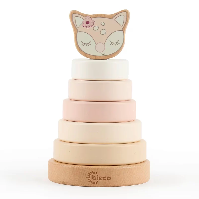 Bieco Reh Holz-Stapelturm rosa