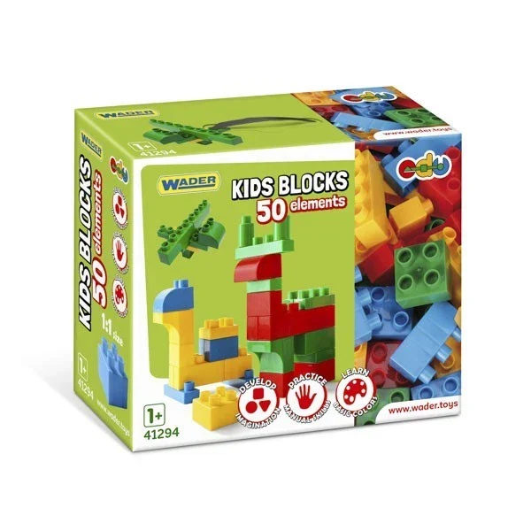 WADER Big Blocks – 50 große Bausteine ab 1 Jahr | Steckbausteine bunt | Neu, mit OVP