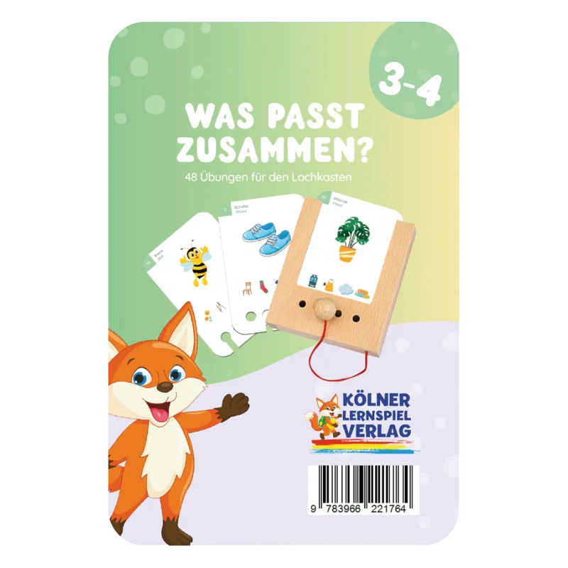 Kartensatz "Was passt zusammen?" für den Lochkasten (ab 3-4 Jahren)