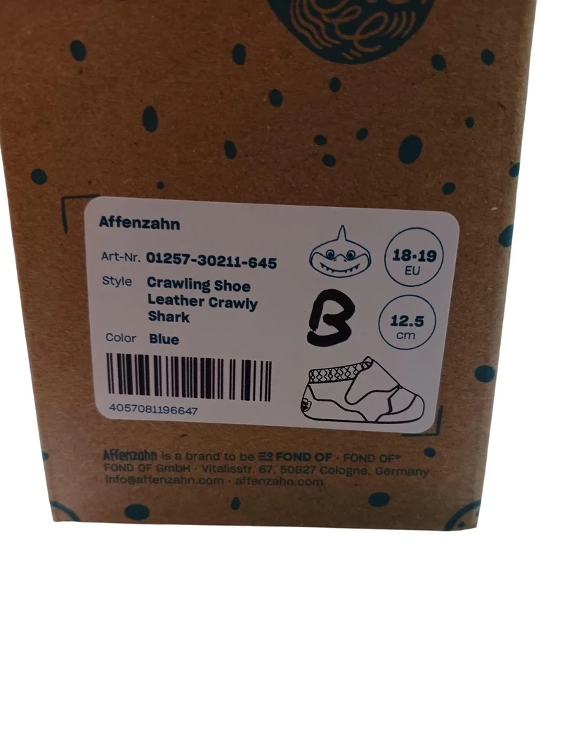 Affenzahn Crawling Shoe Leather Crawly Shark 18