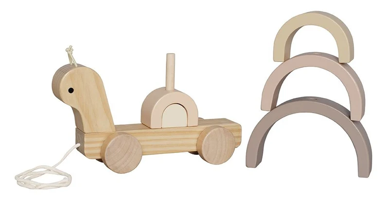 Jabadabado Holz Steckspiel & Nachziehtier Schnecke mit Bausteinen 18m+