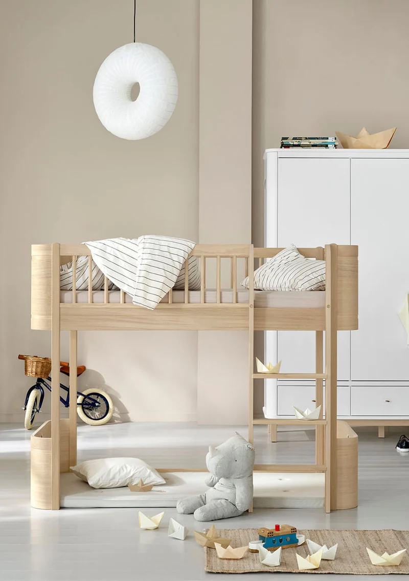 halbhohes Hochbett 'Wood Mini+' Eiche 162 x 68 cm