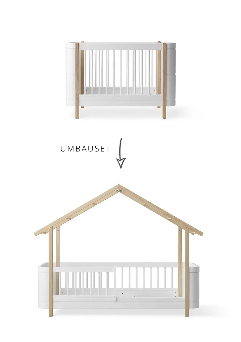 Umbauset für 'Wood Mini+' Babybett zum Hausbett Weiß/Eiche
