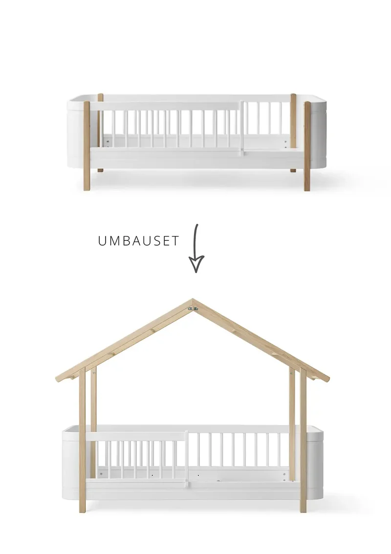 Umbauset für 'Wood Mini+' Juniorbett zum Hausbett Weiß/Eiche