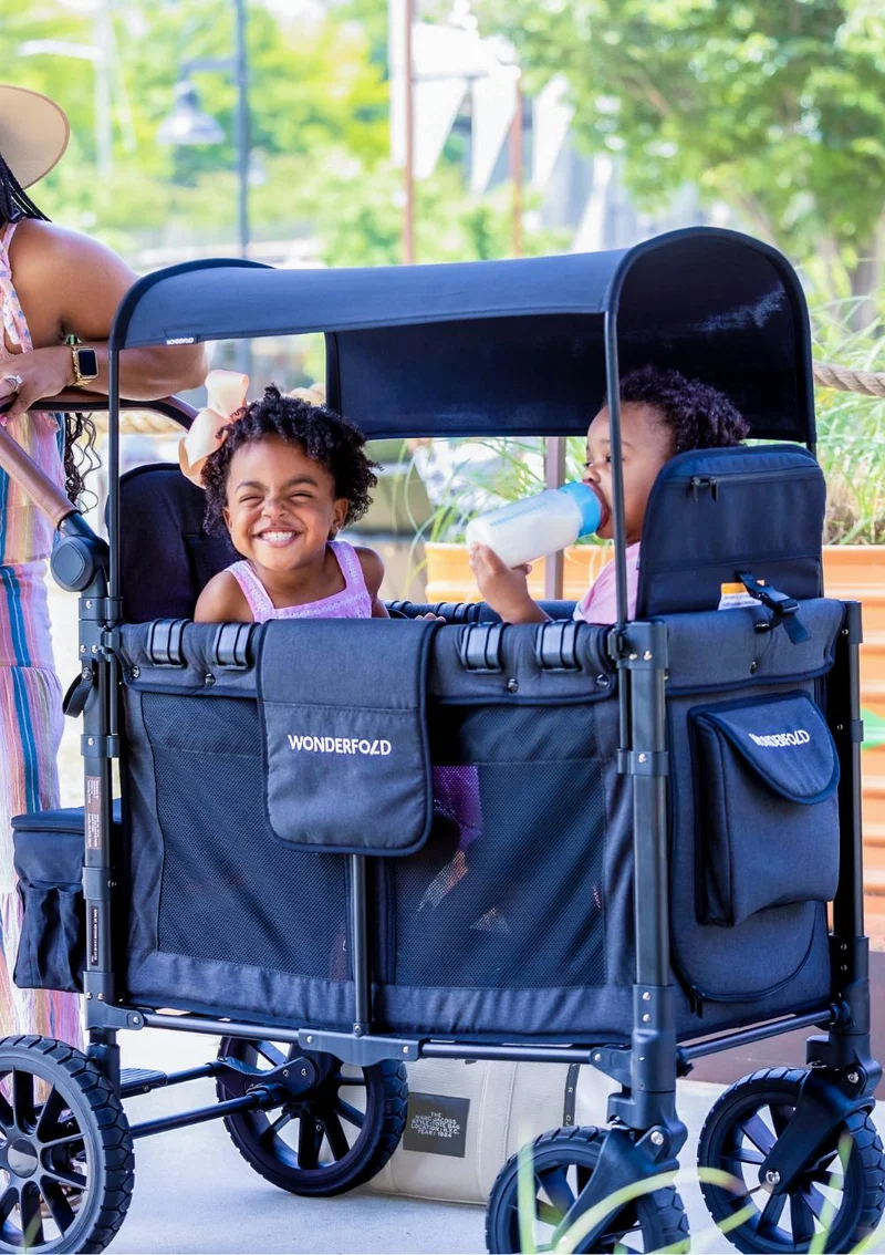 W2 Luxe Kinderwagen 2-Sitzer Volcano Black