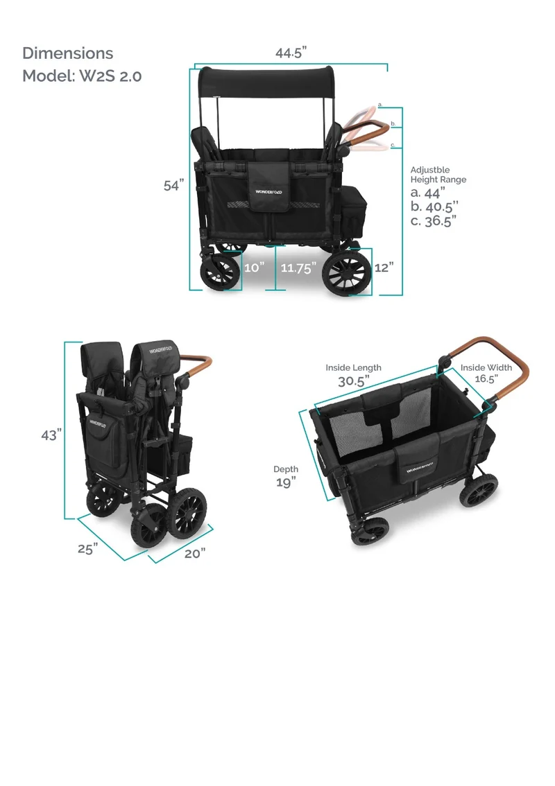 W2 Luxe Kinderwagen 2-Sitzer Volcano Black