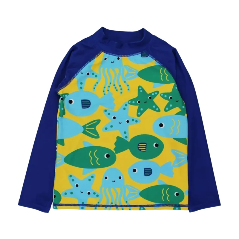 Kinder UV-Oberteil langarm mit Fisch-Motiv von Toby Tiger, UPF 50+