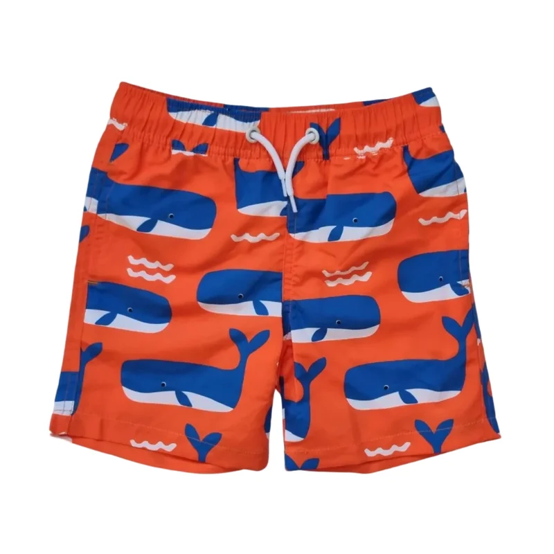 Kinder Schwimmshorts mit Wal und Wellen-Motiv von Toby Tiger, UV-Schutz UPF 50+