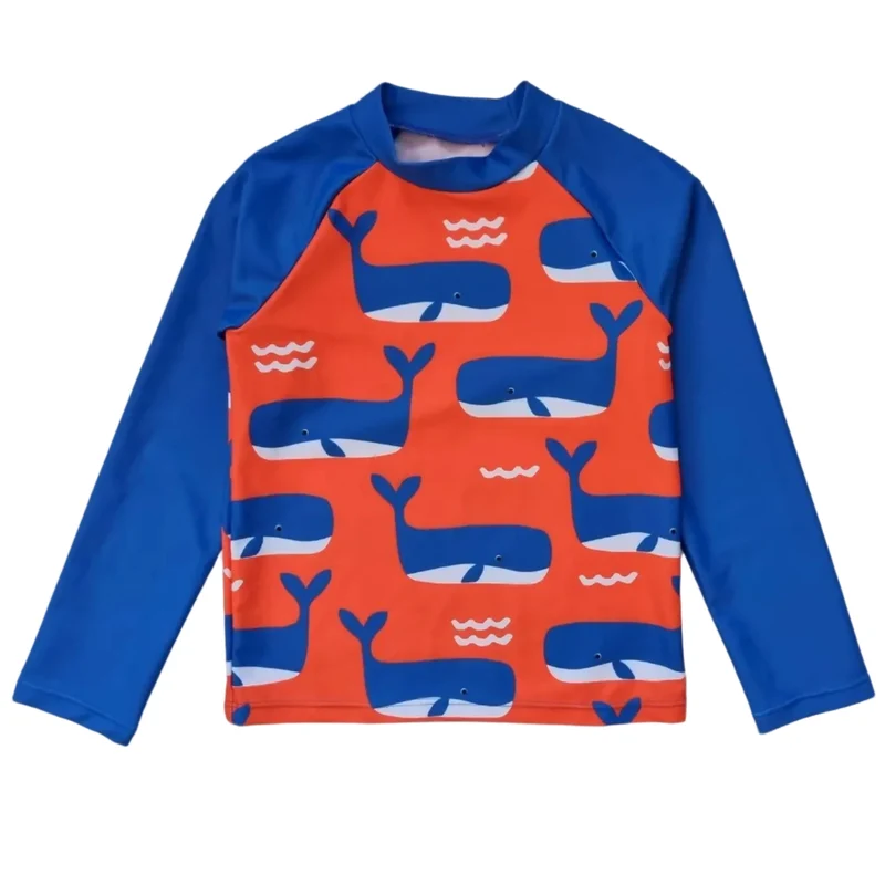 Kinder UV-Oberteil langarm mit Wal und Wellen-Motiv von Toby Tiger, UPF 50+