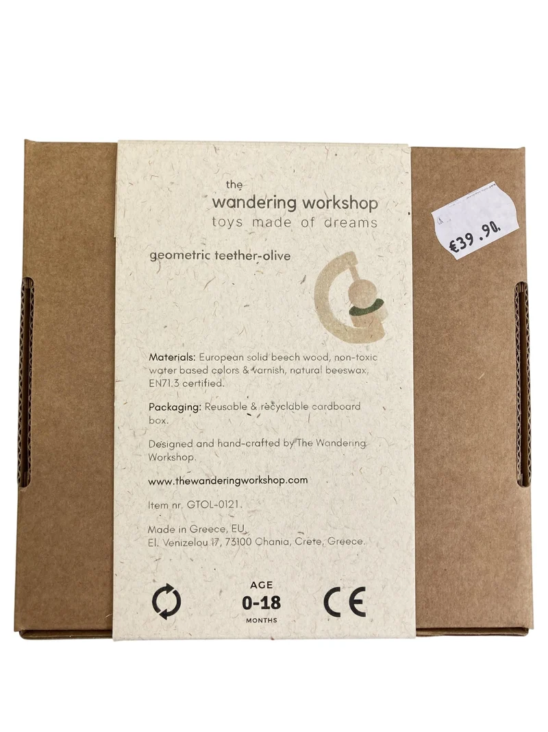 The Wandering Workshop Geometric Teether Olive Zahlungshilfe aus Holz