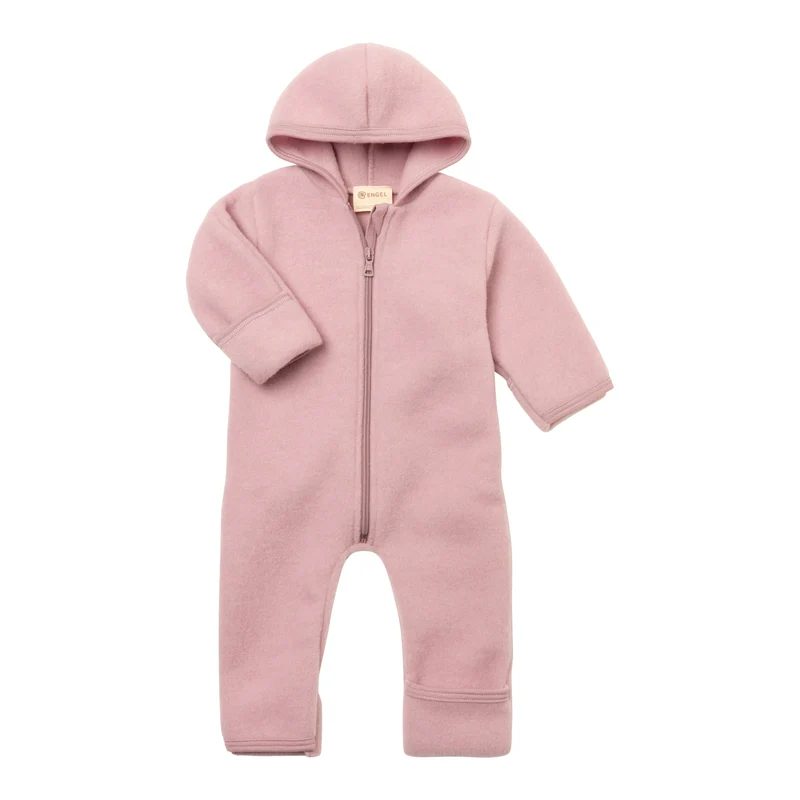 Engel Baby-Overall mit Kapuze und Reißverschluss - rosenholz melange