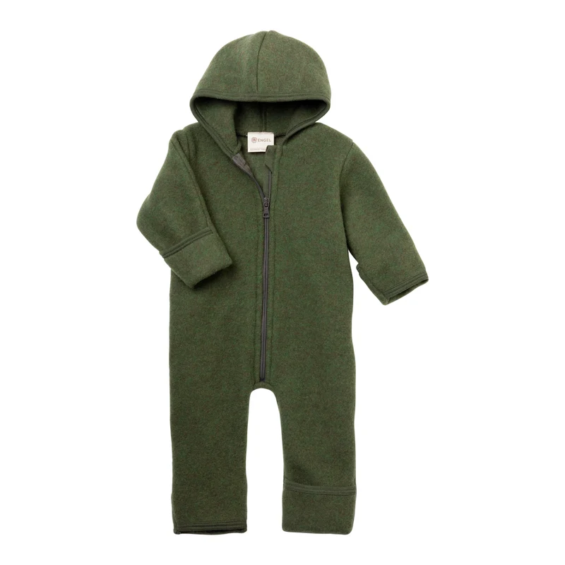 Engel Baby-Overall mit Kapuze und Reißverschluss - schilf melange