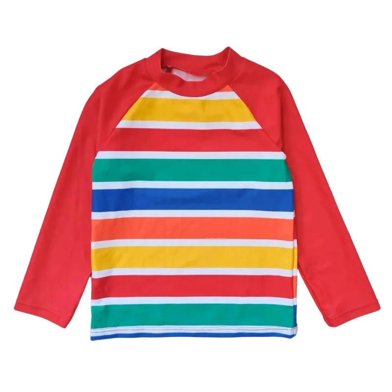 Langarm UV-Oberteil für Kinder mit Happy Streifen von Toby Tiger, UPF 50+