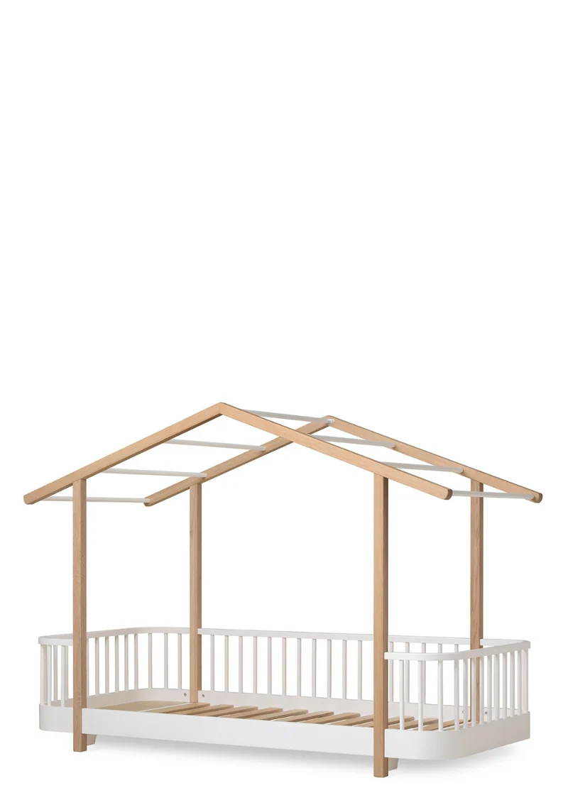 Hausbett 'Wood Original' Weiß / Eiche 200 x 90 cm